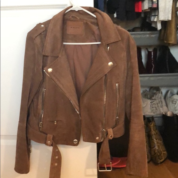 blank denim suede moto jacket